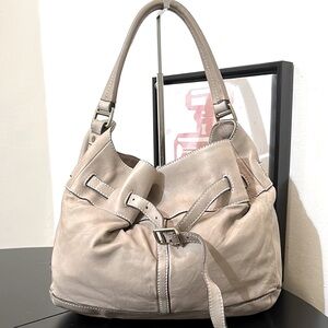 Burberry Lambskin Vintage Belted Hobo Shoulder Bag